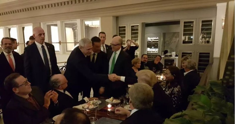 Liviu Dragnea, la un dineu organizat de Donald Trump, în 2017