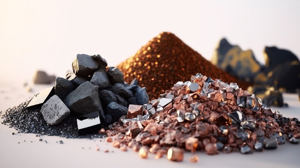 Mică grămadă de minerale extrase dintr-o mină de pământuri rare