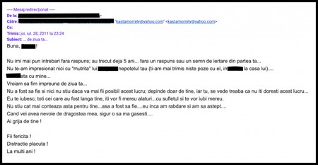 Unul dintre mail-urile trimise de Elena fiicei sale