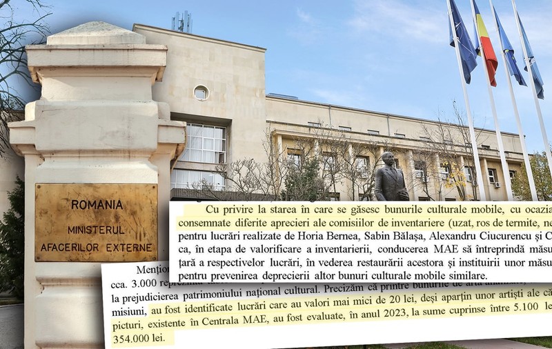 Sute de opere semnate de Grigorescu, Tonitza, Bălașa sau Bernea putrezesc în sediile Ministerului Afacerilor Externe. Multe sunt roase de termite, cu valoare de inventar de 20 de lei 