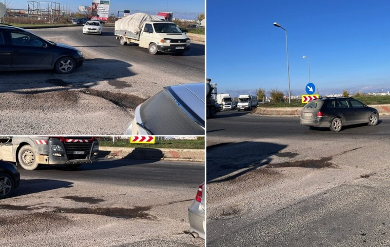 Groapa de pe centura orașului Ploiești a fost reparată „la mișto”, cu două lopeți de pietriș