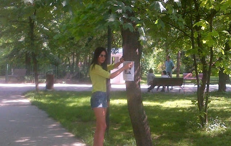 Alexandra Enăchescu lipeşte afişe în PARC. Află prin ce dramă trece bruneta| FOTO