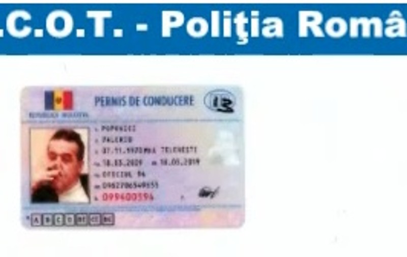 Poza lui Gigi Becali pusă pe un permis de conducere fals