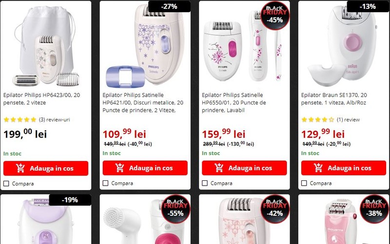 Epilatoare ieftine de Black Friday 2017