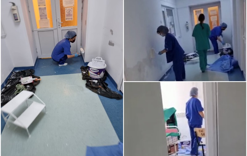 Infirmierele, pe post de zugravi înainte de acreditarea unui mare spital bucureștean