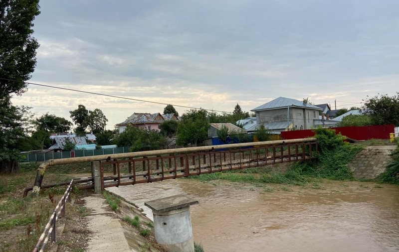 Copaci doborâți de vântul puternic și pericol de inundații în județul Galați