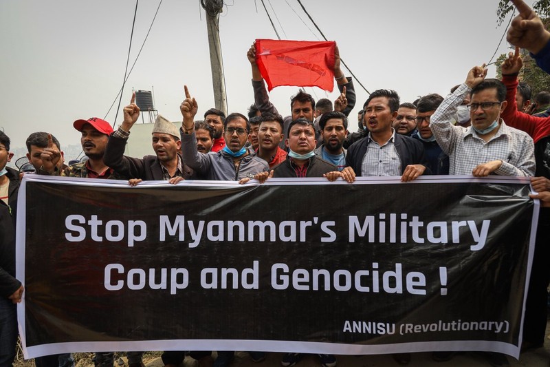 Proteste față de lovitura de stat din Myanmar. Foto: Hepta