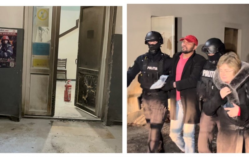 Un bărbat a incendiat sediul poliției din Huedin cu un cocktail Molotov