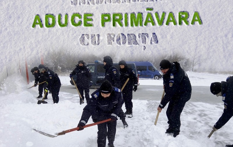 Jandarmii vor deszăpezi spitalele pentru copii din București. "Aducem primăvara cu forţa!"