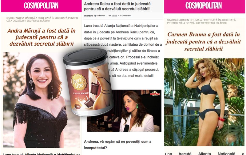 Cine se află în spatele produsului de slăbit „minune” Choco Lite, care își face reclamă cu imaginea unor vedete