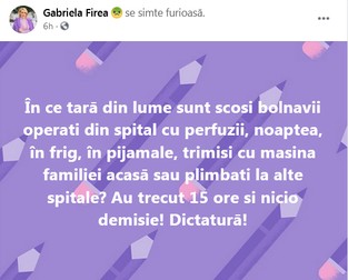 Postarea Gabrielei Firea.