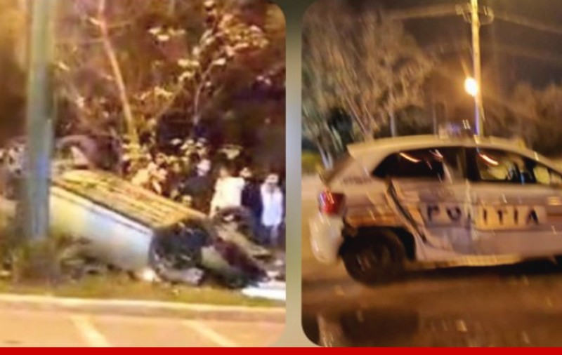 Polițiștii plecați după un bărbat care circula cu 120 km/ h prin Mamaia s-au ciocnit cu altă mașină, care s-a răsturnat. Șoferul a scăpat cu răni ușoare