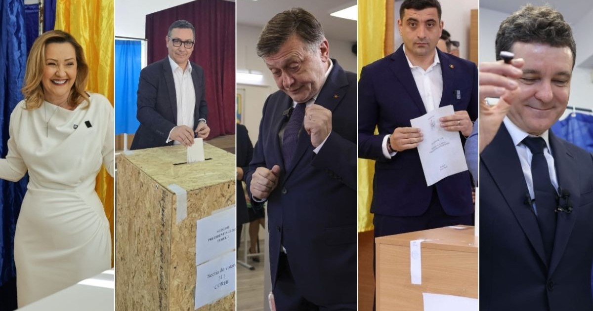 Candidații la Președinția României au introdus buletinele de vot în urne fiecare în stilul său. Crin Antonescu, Nicușor Dan și Elena Lasconi au zâmbit optimiști, Victor Ponta și George Simion și-au păstrat o atitudine foarte serioasă