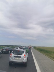 Aglomerație pe Autostrada Soarelui pe sensul spre mare. FOTO: Cristian Burcioiu