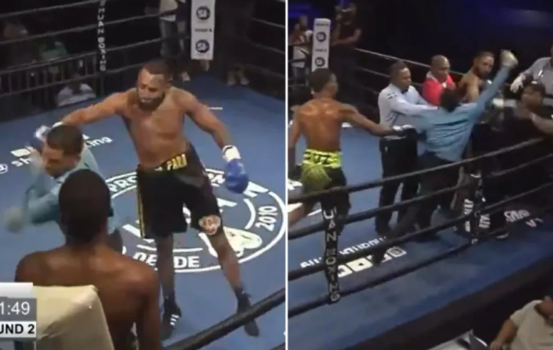 Arbitrul de ring a atacat un pugilist care îl lovise, într-o gală de box din Republica Dominicană | VIDEO