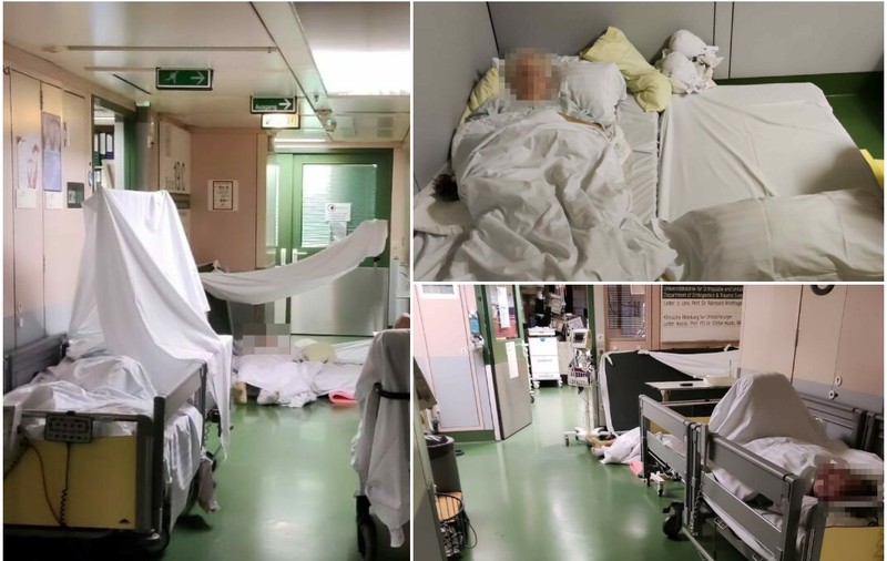 Pacienți ținuți pe podea, pe holurile secției de traumatologie ale celui mai mare spital din Viena, AKH: „Ca să nu cadă din pat!”