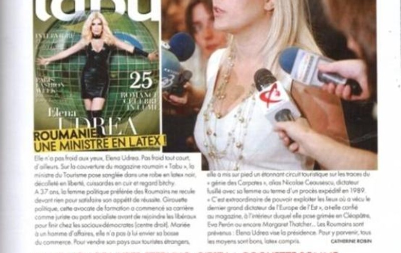 Elena Udrea a ajuns în revista ”Elle” Franța, cu rochia din latex
