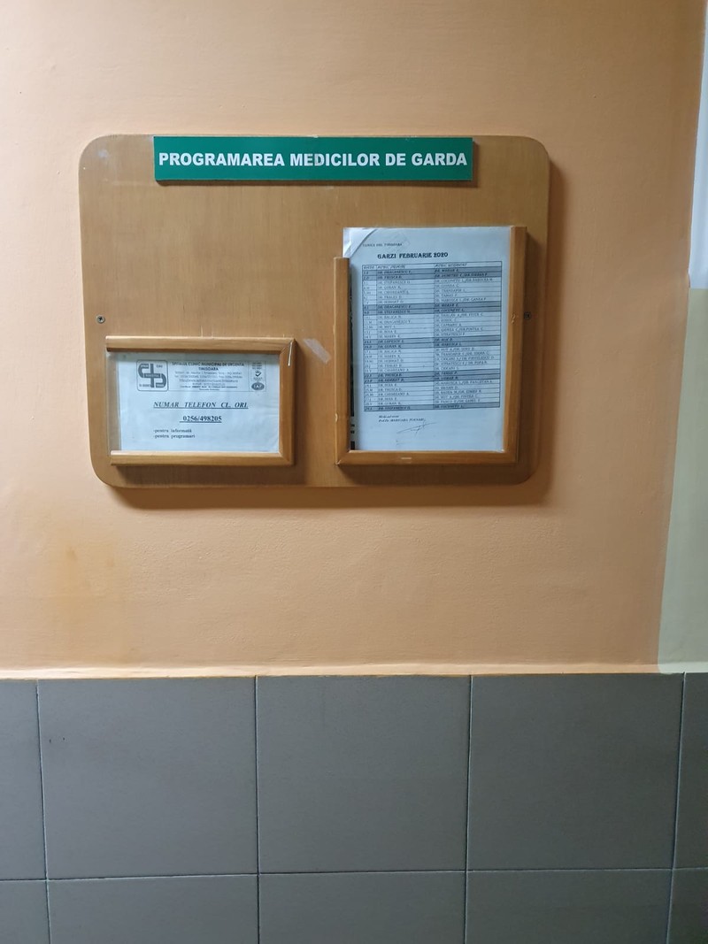 Avizierul Spitalului conține acum și lista cu gărzile medicilor și ale rezidenților