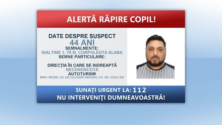 Date despre suspectul care ar fi răpit copilul. Foto: Poliția Română