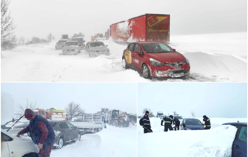 Circulația rutieră este blocată pe un tronson din A1, în județul Sibiu, din cauza zăpezii