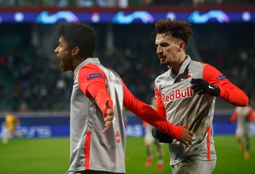 Karim Adeyemi, bucuria după golul marcat celor de la Lokomotiv Moscova. Foto: EPA