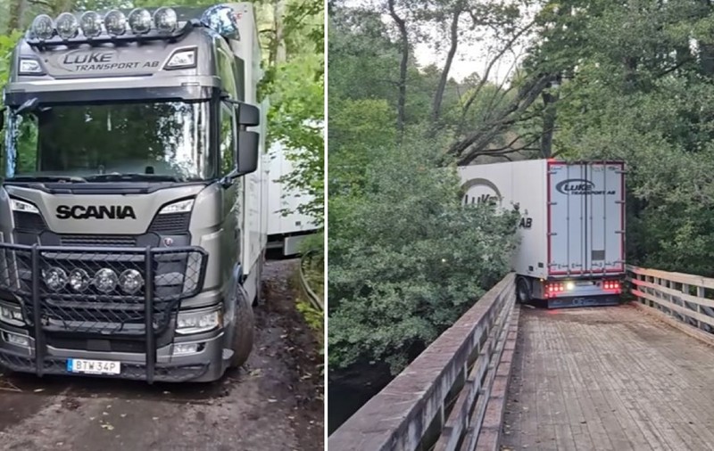 Un șofer de camion a greșit drumul și a rămas o lună în pădure, cu TIR-ul blocat între un pod din lemn și o linie de cale ferată