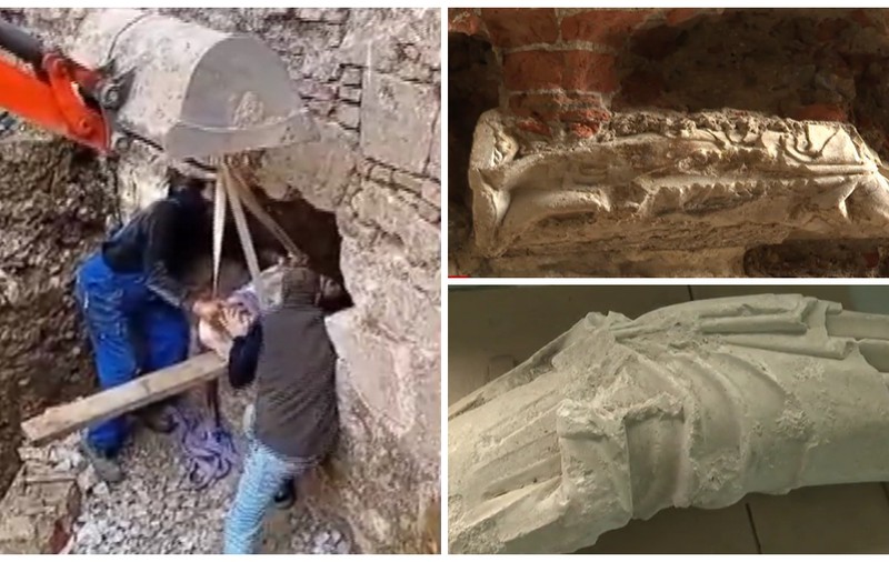 Descoperire la Cetatea Oradea: Două statui vechi de peste 650 de ani, găsite în zidul Bastionului Crăişorul