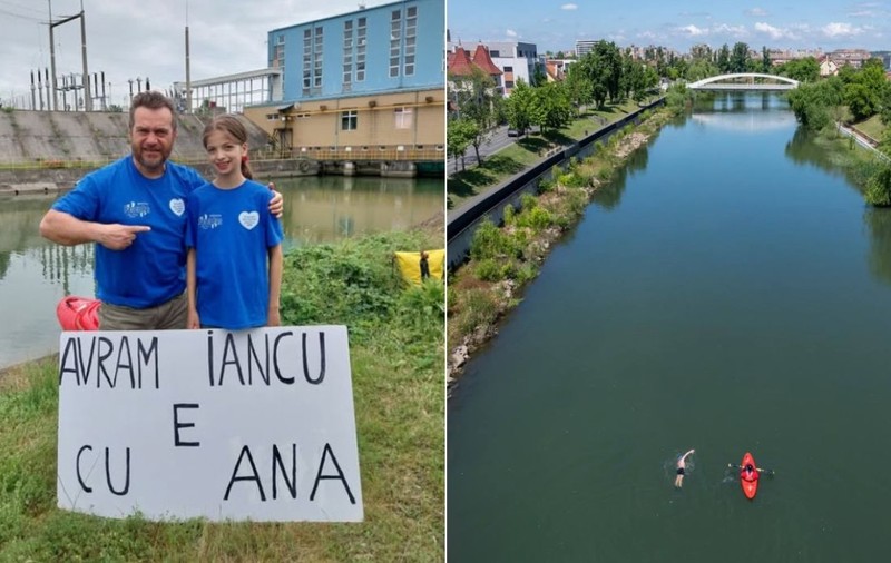 Avram Iancu a înotat 10 kilometri fără echipament, în râul Crișul Repede. Polisportivul a fost impresionat de situația unei fetițe din Oradea | VIDEO