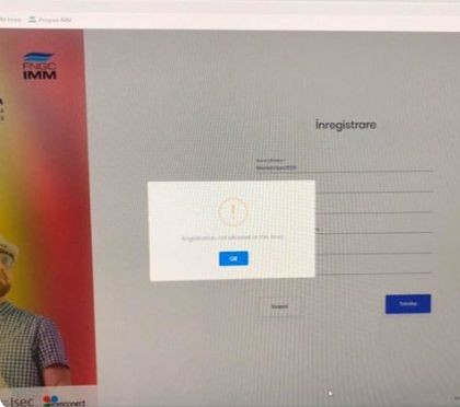 Mesaj de eroare pe site-ul IMM Invest