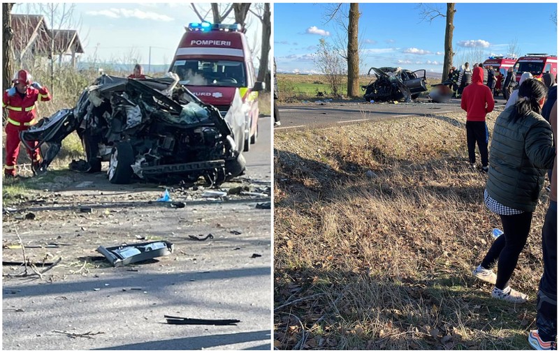 Doi morți pe o șosea din Timiș, unde un șofer de 20 de ani a lovit violent un copac și a scăpat cu viață
