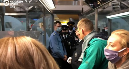 Aleksei Navalnîi, la revenirea la Moscova (Foto Digi24.ro, captură video)
