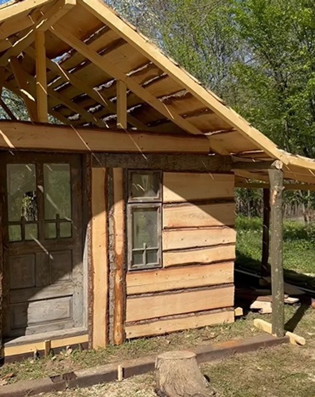 Imagini cu cabana din pădure pe care și-o construiește Mihaela Bilic pe Valea Prahovei. N-are curent sau gaze: „Până de Paște mă mut”