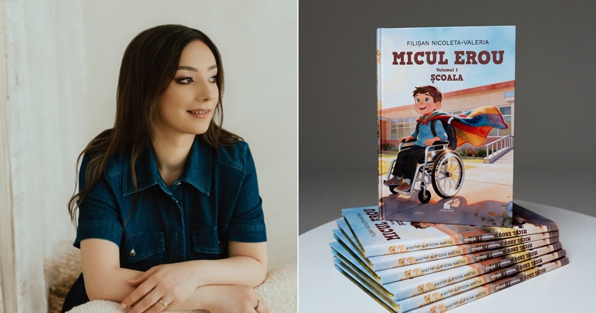 Nicoleta Filișan și coperta cărții "Micul Erou"