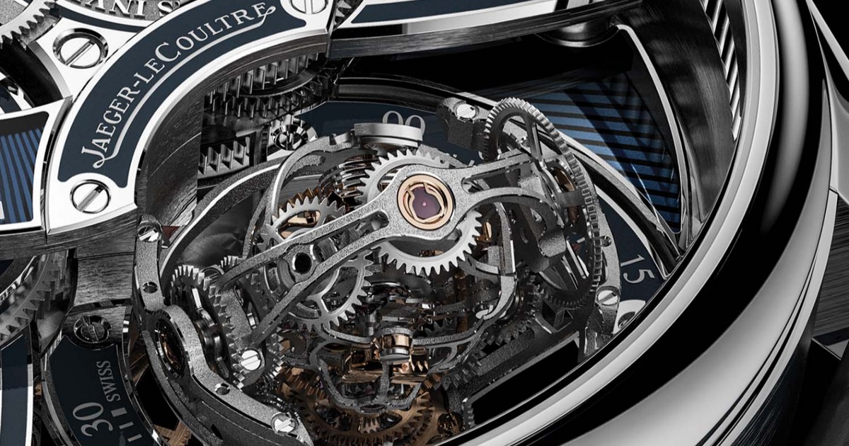 interiroul unui ceas Jaeger-LeCoultre, plin de rotite, arcuri si mecanisme