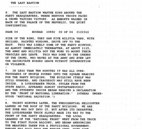 Fragment din telegrama ambasadei SUA la București, trimisă pe 22 decembrie 1989