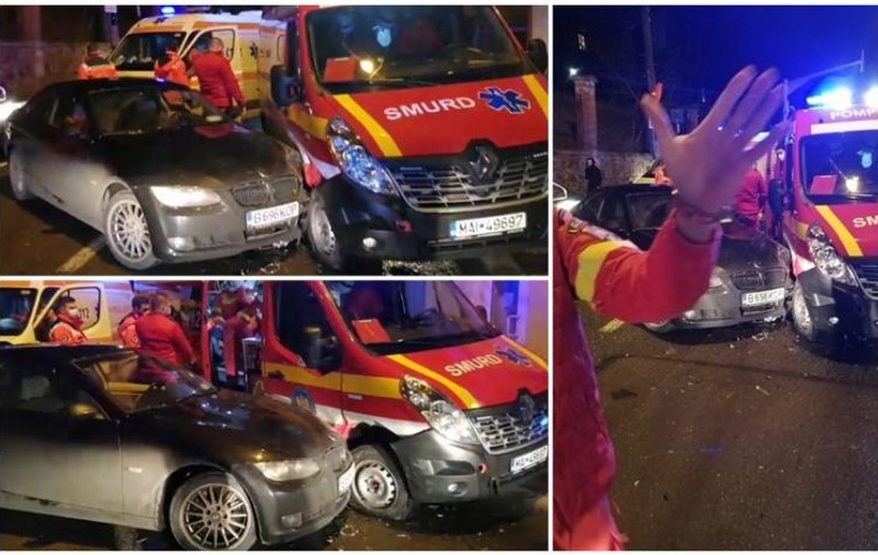 Un echipaj ATI-SMURD în misiune, implicat într-un accident rutier, în Cluj-Napoca. Un paramedic, rănit