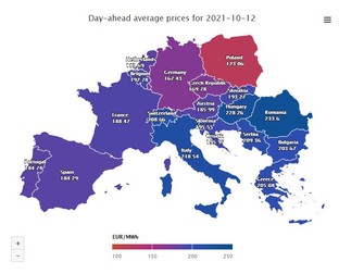 Prețul de luni al electricității, cu livrare marți Sursa: EnergyLive