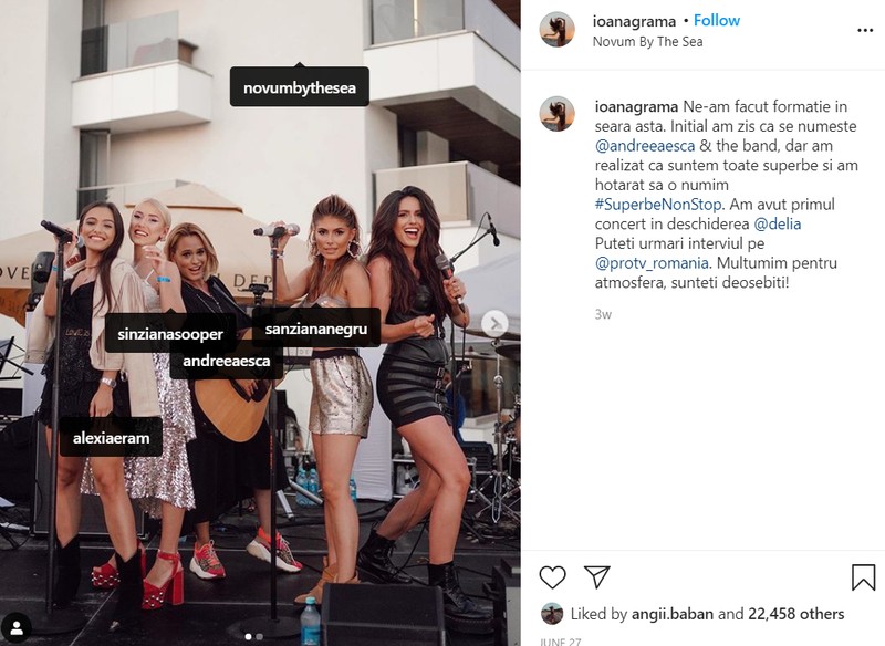 Postare pe Instagram făcută de influencerița Ioana Grama