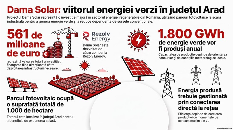 Viitorul energiei verzi în Arad. Infografic realizat cu ajutorul Inteligenței Artificiale