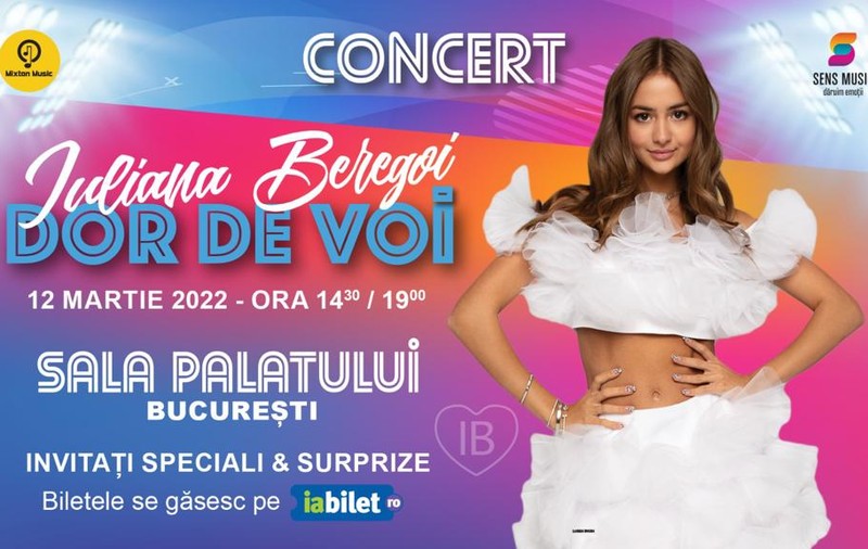 PREMIERĂ ABSOLUTĂ ÎN ROMÂNIA! IULIANA BEREGOI pregătește 2 show-uri grandioase în aceeași zi, la Sala Palatului, pe 12 martie