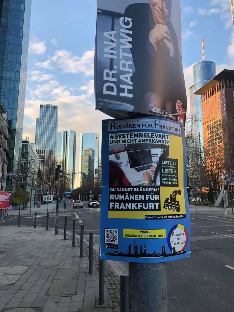 Românii au avut și afișaj electoral în orașul Frankfurt.