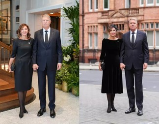 Carmen Iohannis, în rochiile create de Andrea Tincu, la funeraliile Reginei Elisabeta