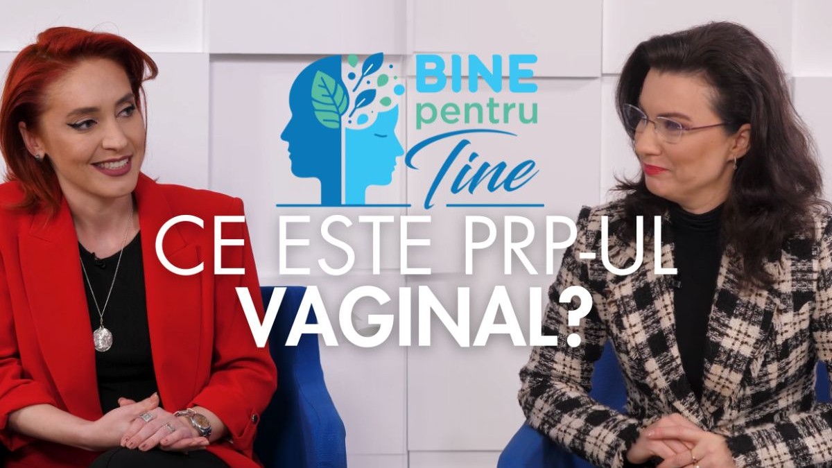 Dr. Ina Bănacu, îmbrăcată într-un sacou roșu, pe scaun, în stânga, și Florentina Mușat, gazda emisiunii Bine pentru tine, în partea dreaptă