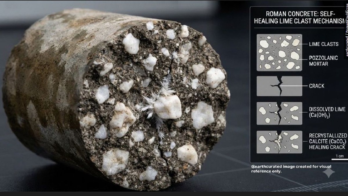 Betonul roman era realizat prin combinarea varului cu pucolana, un material de origine vulcanică, care, împreună cu apa, forma un liant deosebit de rezistent