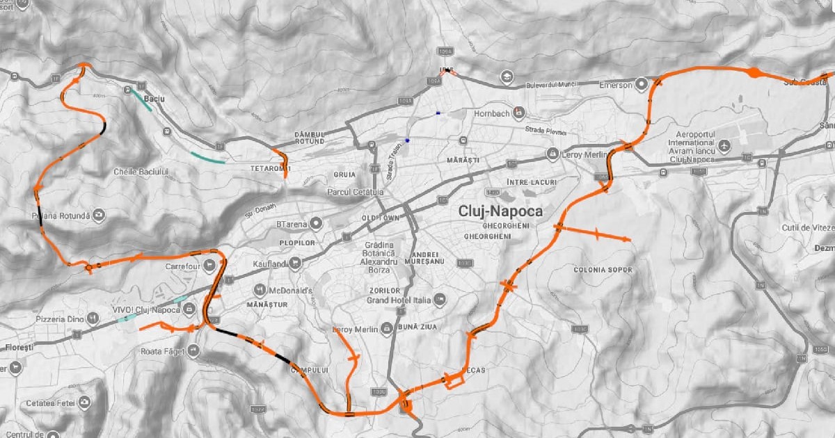 Harta centurii metropolitane Cluj-Napoca