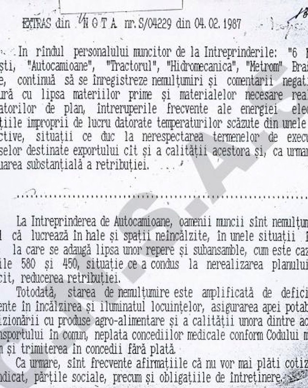 Ce a trăit Brașovul pe 15 noiembrie 1987. Conversația telefonică interceptată de Securitate: „Noi am avut o sărbătoare foarte mare”