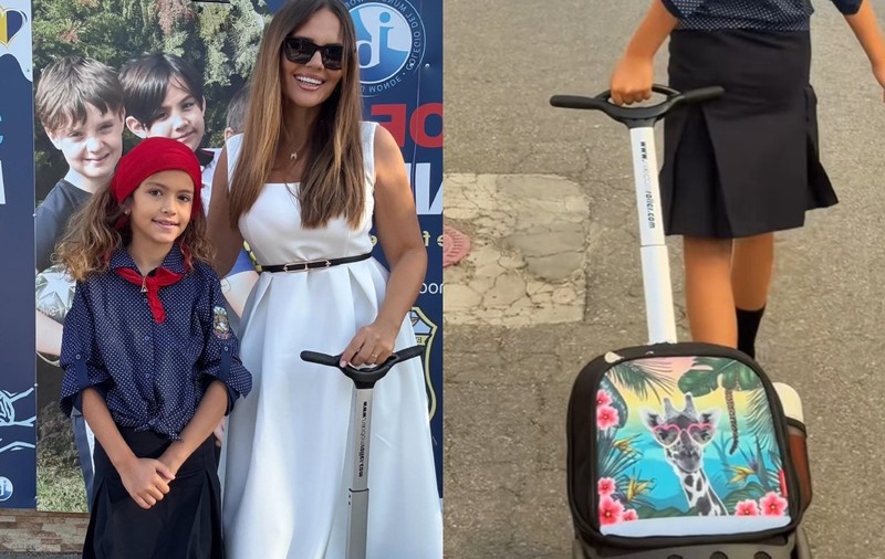 Cât costă ghiozdanul cu care Petra, fiica lui Mădălin Ionescu și a Cristinei Șișcanu, a venit în prima zi de școală