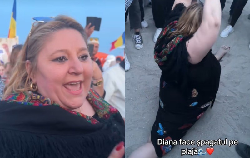 Diana Șoșoacă a făcut șpagatul pe plajă și a arătat semne obscene: „La o parte, să vedeți ce face o grasă”
