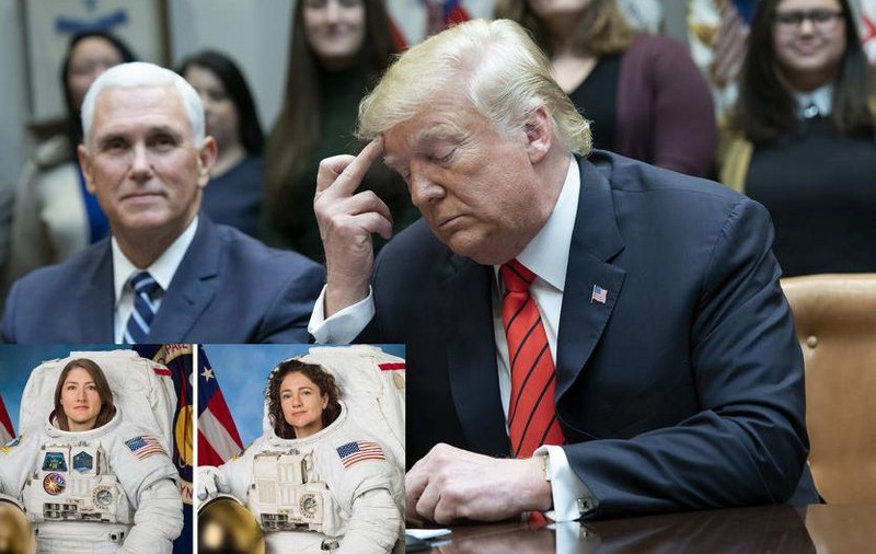 Gafa făcută de Donald Trump într-o conversație cu primul echipaj NASA format doar din femei, trimis în afara Stației Spațiale. Cele două astronaute l-au corectat în direct