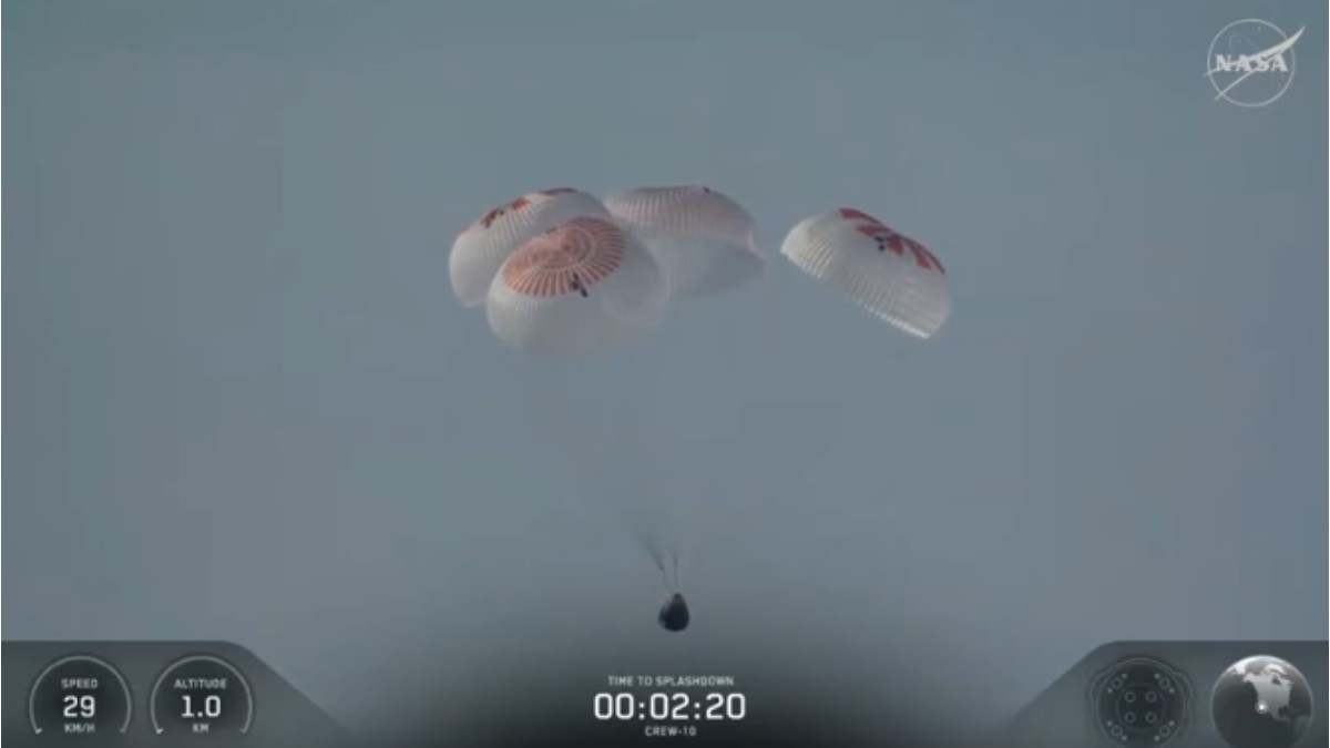 Momentul de revenire pe Pământ a capsulei cu cei patru astronauți care au stat cinci luni pe Stația Spațială Internațională